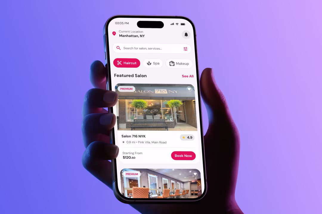 Oneshort Salon Booking App UI Design Thumbnail