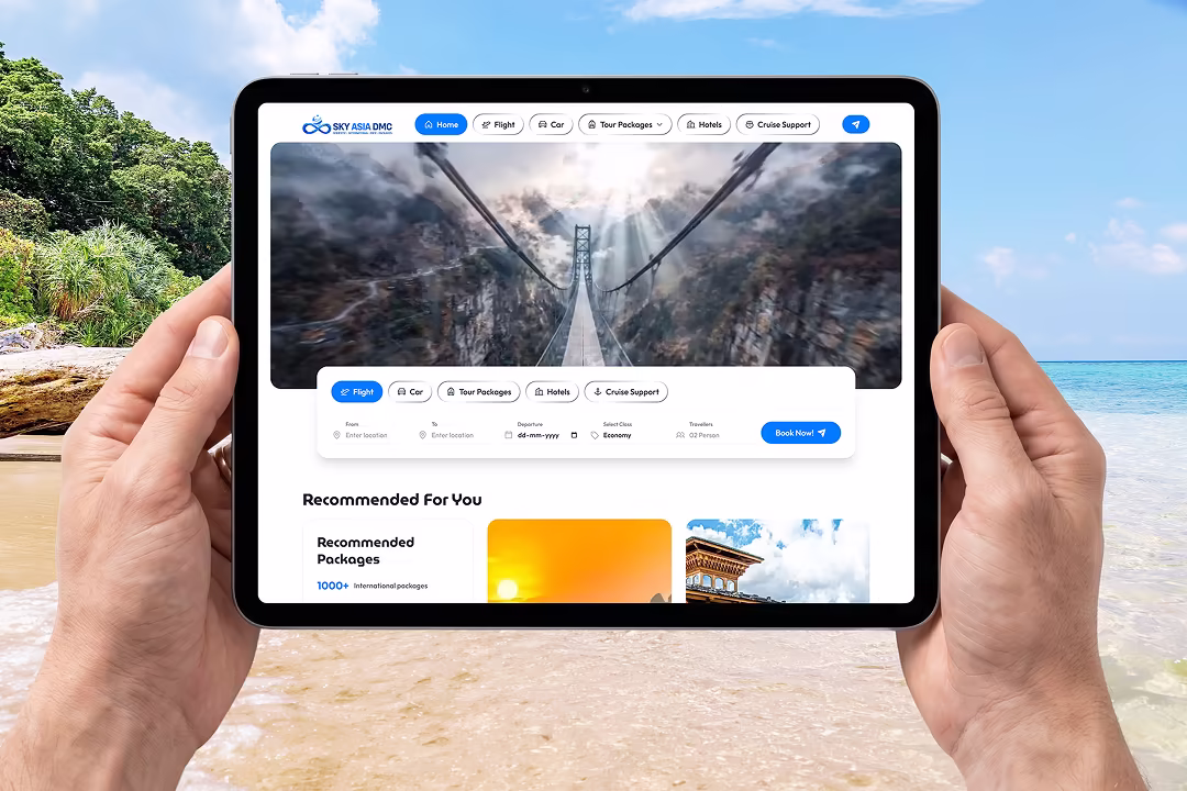 Sky Asia DMC Travel Website Homepage UI Design by MHR Studio