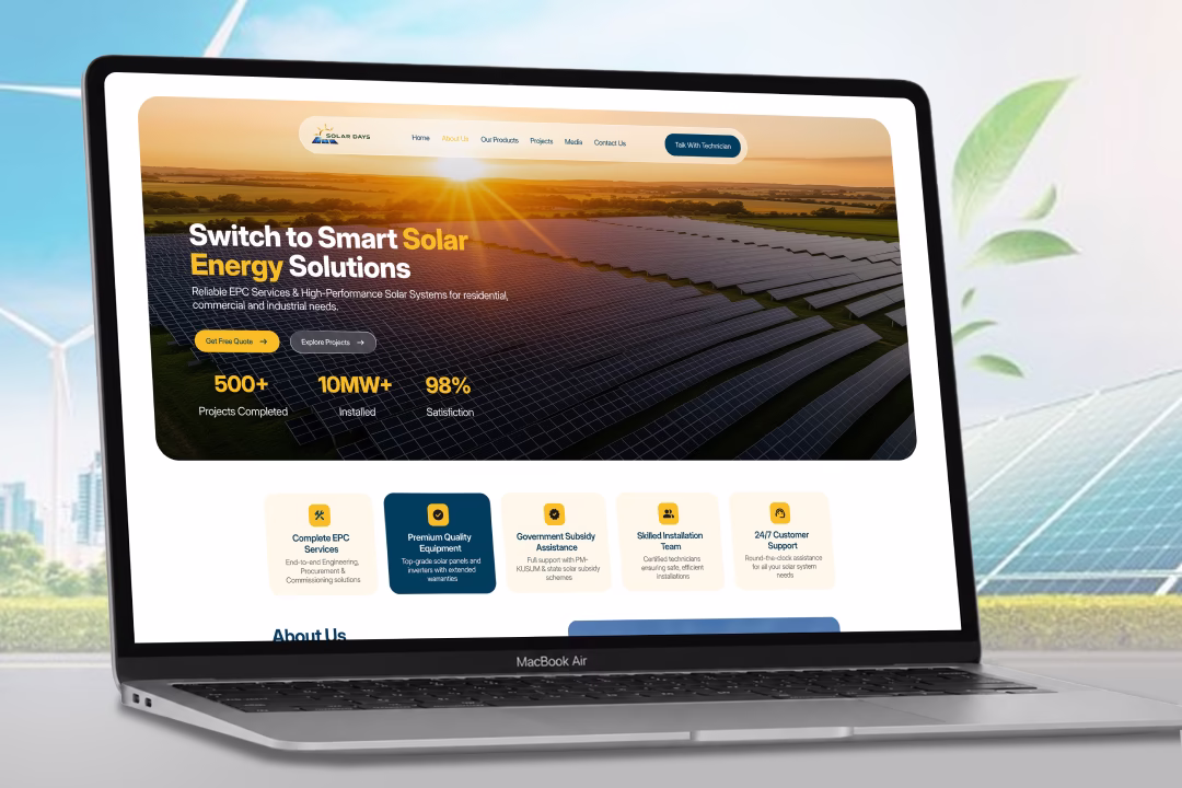 Solar Days Website UI Design Thumbnail
