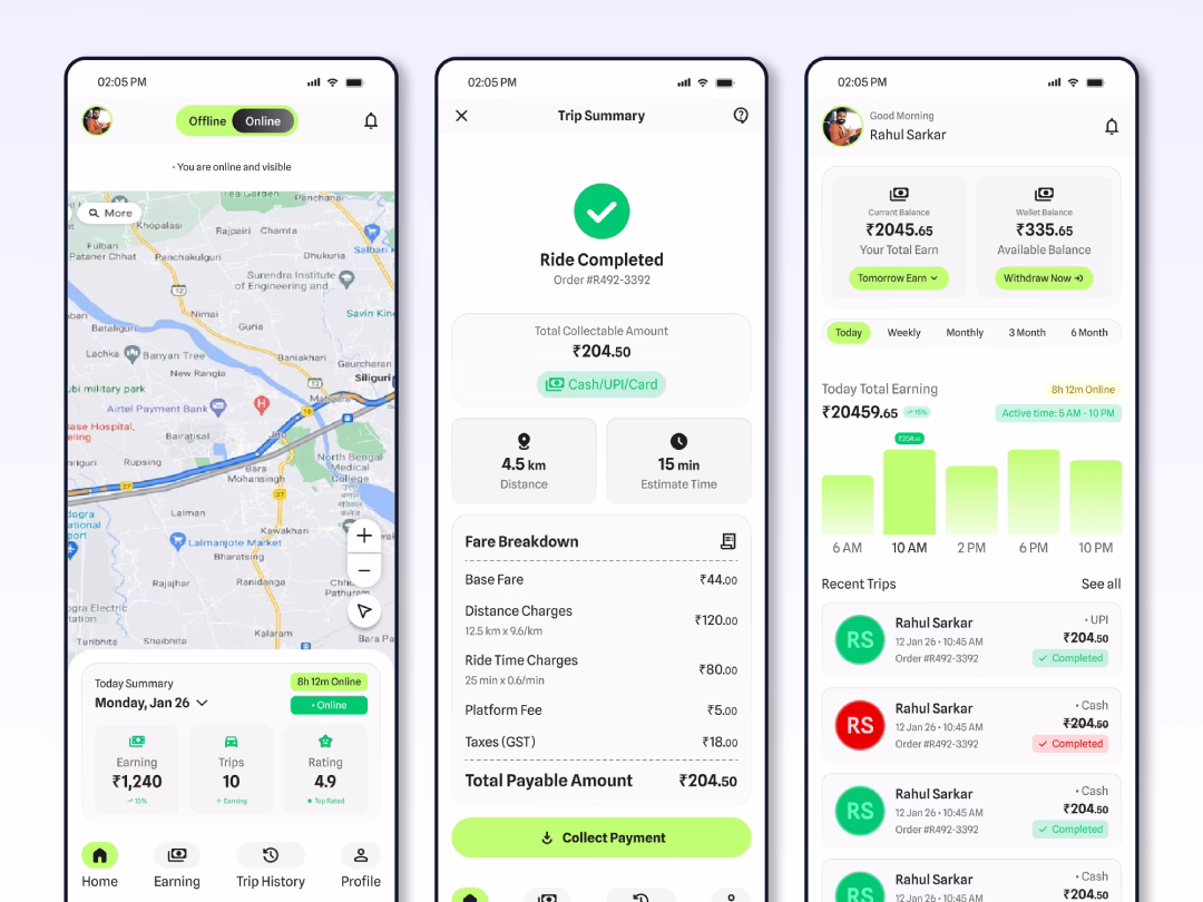 App UI UX Design for Driver Hire App