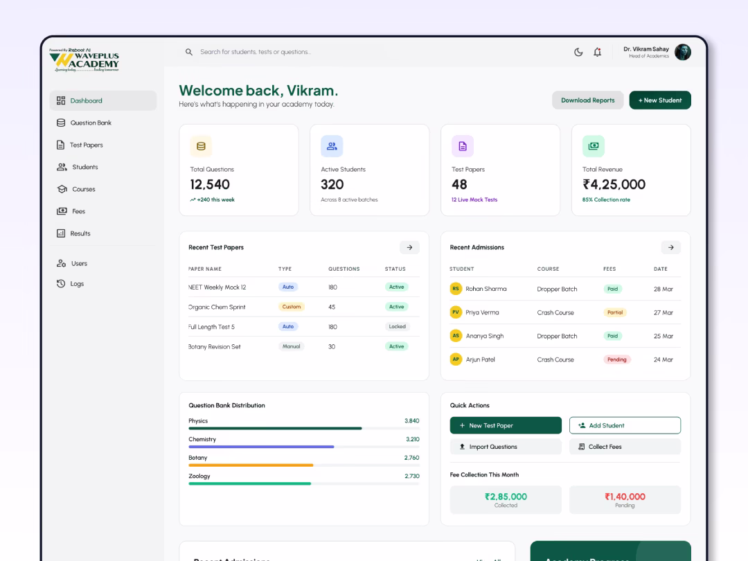 Institute Management System UI UX Design